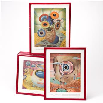 (SURREALISM.) Bethke, Emil G. Group of 11 offset color prints Artistically Interpreting the World of Ophthalmology.